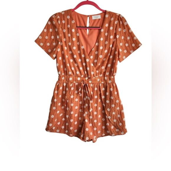 Sage the Label Orange Polka Dot Romper Small NWOT - Picture 1 of 5